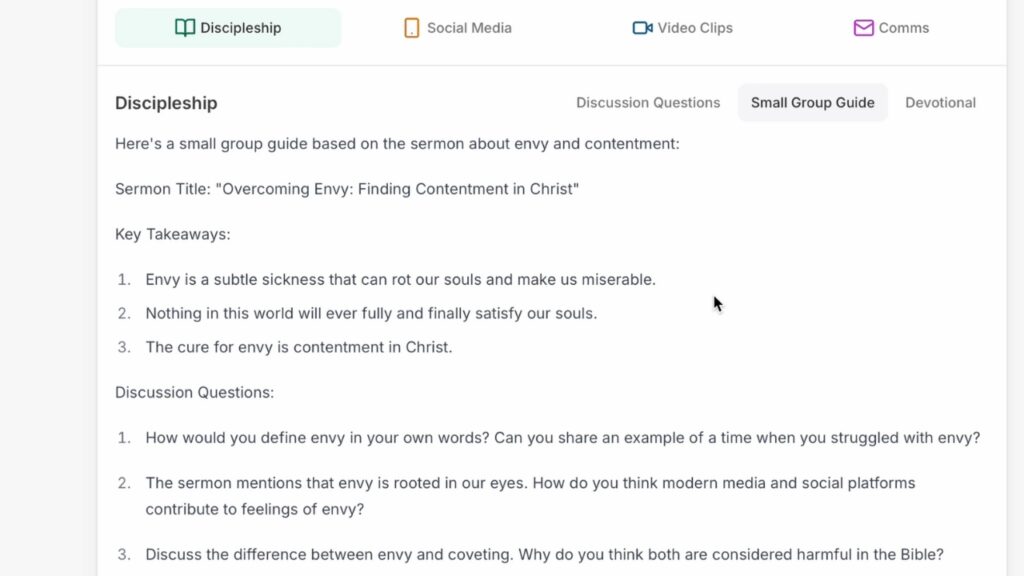 Pulpit AI small group questions