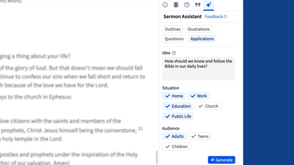 Logos Sermon Assistant AI application